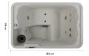 White rectangular hot spring 2 seater portable spa with built-in jets and central seating perfect for spa guys refurbishment process
