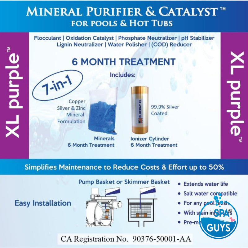 XL Blueray Mineral Purifier & Catalyst™ for Pools and Hot Tubs (for 28.4K - 75.7K LITERS) Chemicals